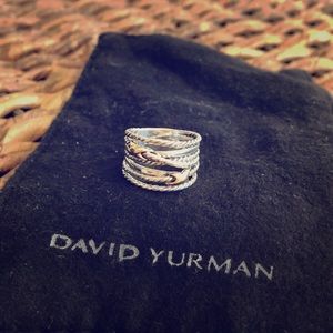DY Sterling & Gold Double X Crossover Ring